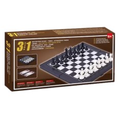 Joc table 3 in 1, Sah, Table si Dame, Cutie magnetica cu zaruri incluse, 35 x 18 x 5 cm
