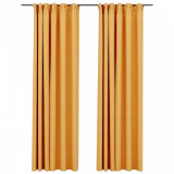 Draperii opace aspect in, c&acirc;rlige, 2 buc., galben, 140x245 cm