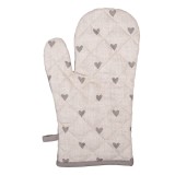 Cumpara ieftin Manusa bucatarie termorezistenta bumbac bej gri Inimioare 18x30 cm