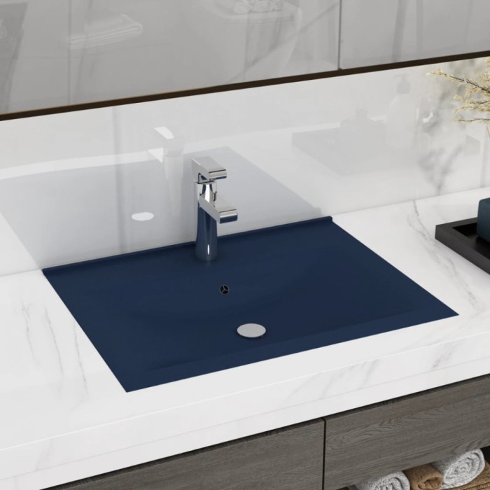 vidaXL Chiuvetă baie lux orificiu robinet albastru 60x46 cm ceramică 147023