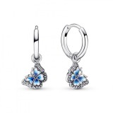PANDORA Jewelry Cercei rotunzi din argint pentru femei cu fluture albastru 290778C01