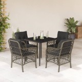 VidaXL Set mobilier de grădină cu perne, 5 piese, gri, poliratan