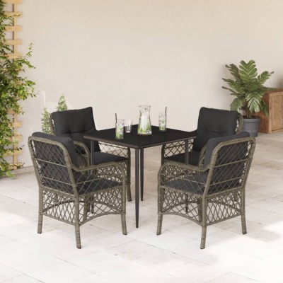vidaXL Set mobilier de grădină cu perne, 5 piese, gri, poliratan foto