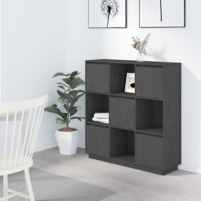 vidaXL Dulap &amp;icirc;nalt, gri, 110,5x35x117 cm, lemn masiv de pin 814371 foto