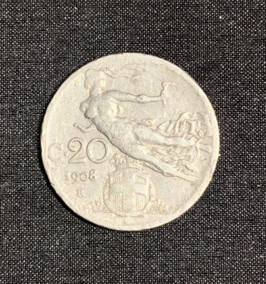 Moneda 20 centesimi 1908 Italia foto
