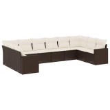 Cumpara ieftin Set canapele de gradina cu perne, 10 piese, maro, poliratan