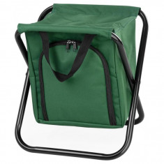 Scaun pliabil, gradina, camping, pescuit, cu geanta termoizolanta, verde, max 150 kg, 32x27x34 cm, Strend Pro