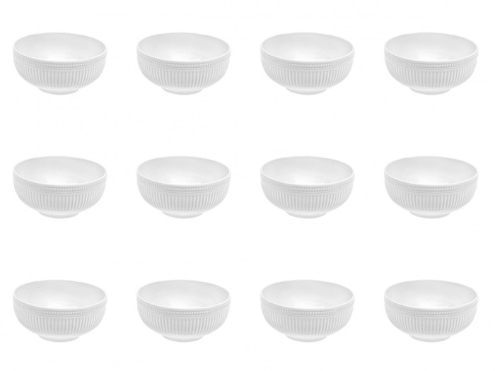 Set boluri, 12 piese, 700 ml, Portelan, Alb