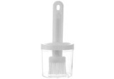Pensulă de bucătărie cu recipient, pentru ulei, silicon/plastic, albă, 17x7.5 cm