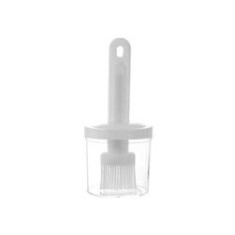 Pensulă de bucătărie cu recipient, pentru ulei, silicon/plastic, albă, 17x7.5 cm