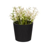 Ghiveci decorativ cu floare artificiala alba, 6.5x11 cm, ATU-086343