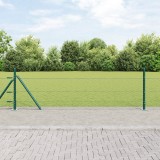 Gard Hexagonal vidaXL Verde 0.4x100 m Oțel, St&acirc;lpi de Gard vidaXL cu Plăci de Bază 13 pcs &Oslash;32mm 50cm Oțel Zincat