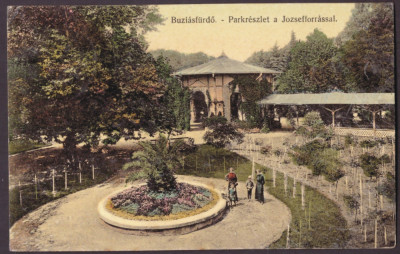 425 - BUZIAS, Timis, Park, Romania - old postcard - used - 1913 foto