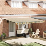 VidaXL Marchiză retractabilă automată cu LED verde și galben 450x300 cm