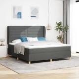 Cumpara ieftin Pat cu arcuri cu saltea Gri inchis 200 x 180 cm tesatura