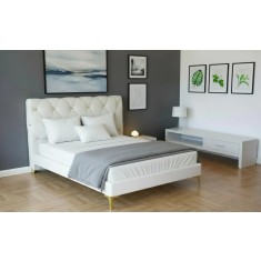 Pat Myra 160x190 cm Tapitat Catifea Nuanta Crem Somiera Inclusa (cod RC80)