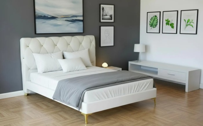 Pat Myra 160x190 cm Tapitat Catifea Nuanta Crem Somiera Inclusa (cod RC80)