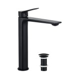 Cumpara ieftin Baterie Lavoar Jungborn Gamma Negru Mat, Alama, Monocomanda, Cartus Ceramic, Montaj Blat, Ventil Push-Open