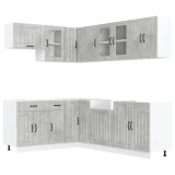 Cumpara ieftin Set dulapuri de bucatarie 11 piese &bdquo;Lucca&rdquo; gri beton Lemn