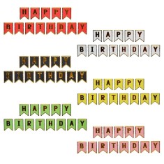 Ghirlanda Happy birthday, stegulete carton, banda adeziva, culori mixte, 16 x 175 cm foto