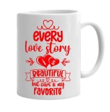 Cana alba personalizata Every love story is beautiful Model 3, INOVATIX&reg;. 330ml, Oem