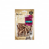 RECOMPENSE PENTRU PISICI SNACK HAPKI STRIPS RATA&amp;COD 85G, flamingo