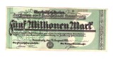 Bancnota Germania Hamburg 5000000 mark/marci 11 august 1923, unifata, stare buna
