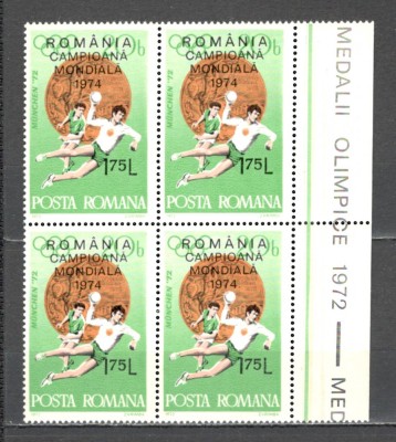 Romania.1974 Campioana mondiala la handbal-supr. bloc 4 ZR.503 foto