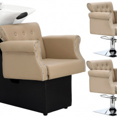 Set salonul de coafură Kiva și 2x scaun de coafor hidraulic rotativ cu suport pentru picioare cerami