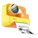 Cumpara ieftin Camera Foto cu Imprimanta, pentru Copii, Hoco DV200, Memorie 32GB, Baterie 800mAh, Portocaliu si Galben