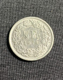 Moneda 1/2 franci 1974 Elvetia