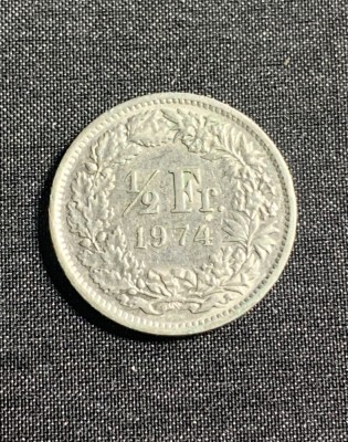 Moneda 1/2 franci 1974 Elvetia foto