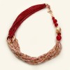 Colier Argint 925 placat aur roz, agat rubiniu, opal roz, perla cultura 50cm. Cutie cadou. Bijuterie handmade Made in Italy