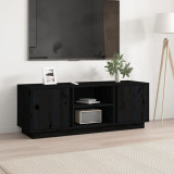 Comodă TV, negru, 110x35x40,5 cm, lemn masiv de pin, vidaXL