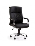 Scaun directorial HM Hamilton, Piele ecologica, Inaltime ajustabila, Mecanism balansare, 150 kg, 111x60x51 cm, Negru