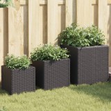 Gossi jardiniere de gradina, 3 buc., negru, poliratan