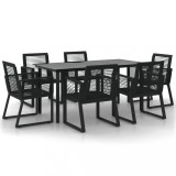Cumpara ieftin Set mobilier de gradina, 7 piese, negru, ratan PVC