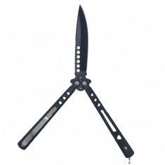 Cutit fluture Butterfly, Balisong 21 cm, negru, de antrenament, model dinamic