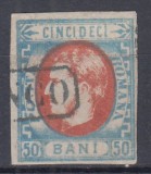ROMANIA 1869 LP 29 b REGELE CAROL I CU FAVORITI VALOAREA 50 BANI STAMPILAT