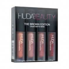 Set 4 Mini Rujuri Lichide Mate Huda Minis The Brown Edition foto