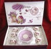 SET SERVICIU CAFEA PORTELAN MODEL LAVENDEN GARDEN DECOR LAVANDA FLORI FLUTURI