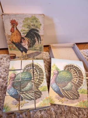 Cuburi ilustrate cu animale si pasari domestice, perioada RSR foto