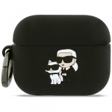 Husa Karl Lagerfeld Silicone Karl &amp; Choupette 3D pentru Apple AirPods Pro 3, Neagra