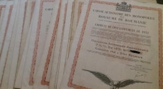 Obligatiune de stat la purtator Casa Monopolurilor 1000 franci 1931 foto