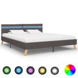 Cumpara ieftin Cadru pat cu LED-uri, gri deschis, 180x200 cm, material textil