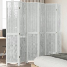 vidaXL Paravan cameră 6 panouri, alb, lemn masiv paulownia 358683