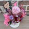 Aranjament floral personalizabil cu trandafiri si plante naturale criogenate si stabilizate