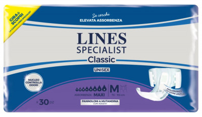 Scutece pentru adulti Lines Specialist Classic Maxi, 8 picaturi, marimea M, 30 bucati, unisex foto