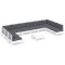 Set mobilier de gradina cu perne, 11 piese, alb lemn masiv pin