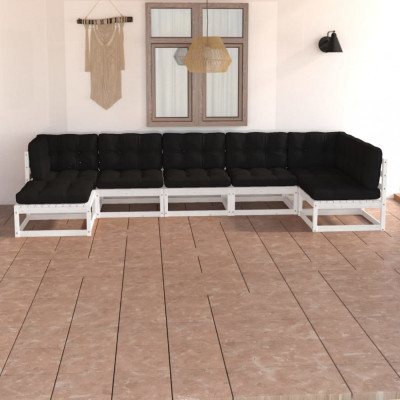 vidaXL Set mobilier de grădină cu perne, 7 piese, lemn masiv de pin foto